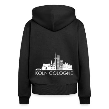 Cologne City Kölner Dom Stadt Köln Skyline - Frauen Premium Bio Zip Hoodie - Schwarz - Hinten - Julia (174cm)