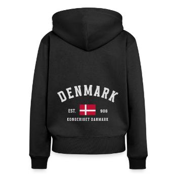 Dänemark Est 908 Vintage - Frauen Premium Bio Zip Hoodie - Schwarz - Hinten - Julia (174cm)