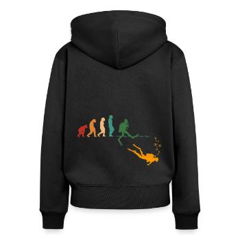 Evolution Graphic Diver Diving Scuba Diver Apnoe S - Frauen Premium Bio Zip Hoodie - Schwarz - Hinten - Julia (174cm)