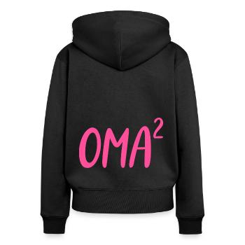 Oma Hoch 2 Zweifache von zwei 2 Enkelkindern Pink - Frauen Premium Bio Zip Hoodie - Schwarz - Hinten - Julia (174cm)