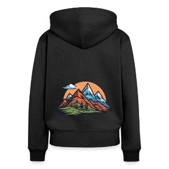 Montagnes, Symbole, Nature, Paysage - Sweat à capuche zippé Premium bio Femme - noir - Dos - Julia (174cm)