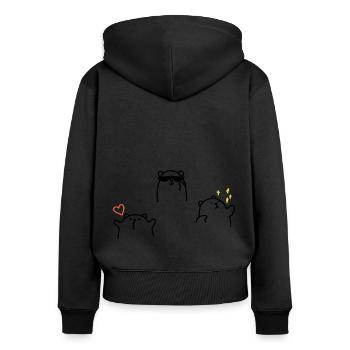 Gute Energie Bären Bärenliebe Kuschel Liebe Paar - Frauen Premium Bio Zip Hoodie - Schwarz - Hinten - Julia (174cm)