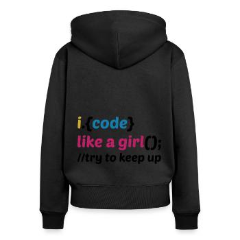 Code Like A Girl Coder Programmer Software Develop - Frauen Premium Bio Zip Hoodie - Schwarz - Hinten - Julia (174cm)