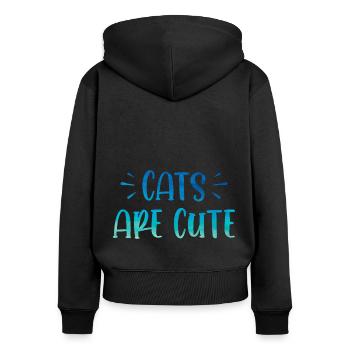 Cats Are Cute Cat Lover Training Animals Pets Pet - Frauen Premium Bio Zip Hoodie - Schwarz - Hinten - Julia (174cm)