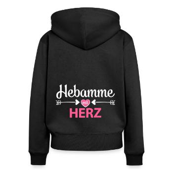 Hebamme Mit Herz Hebammengeschenk Danke Abschied - Frauen Premium Bio Zip Hoodie - Schwarz - Hinten - Julia (174cm)