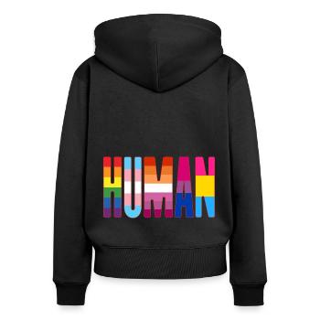 Human Pride Lgbtq Rainbow Transgender Bisexual Lov - Frauen Premium Bio Zip Hoodie - Schwarz - Hinten - Julia (174cm)