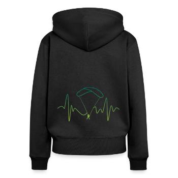 Heartbeat Graphic Paragliding Paraglider Skydiver - Frauen Premium Bio Zip Hoodie - Schwarz - Hinten - Julia (174cm)