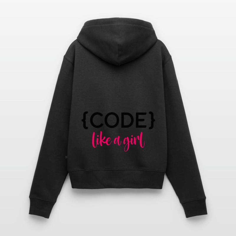 Code Like A Girl Programming Coder Computer Geek D Frauen Premium Bio Zip Hoodie