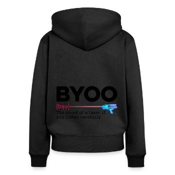 Byoo The Sound Of Laser If You Listen Lasertag Pla - Frauen Premium Bio Zip Hoodie - Schwarz - Hinten - Julia (174cm)