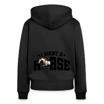 I Want A Horse Horse Rider Equestrian Horse Lover - Frauen Premium Bio Zip Hoodie - Schwarz - Hinten - Julia (174cm)