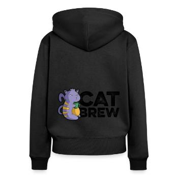 Cat Brew Graphic Homebrewing Winemaking Brewery Cr - Frauen Premium Bio Zip Hoodie - Schwarz - Hinten - Julia (174cm)