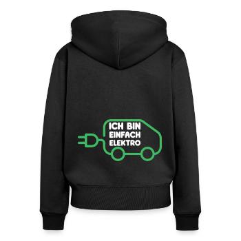 Ich bin einfach Elektro lustige Elektroauto Sprüch - Frauen Premium Bio Zip Hoodie - Schwarz - Hinten - Julia (174cm)