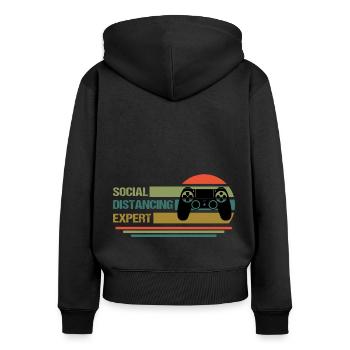 Social Distancing Expert Video Game Player Gaming - Frauen Premium Bio Zip Hoodie - Schwarz - Hinten - Julia (174cm)