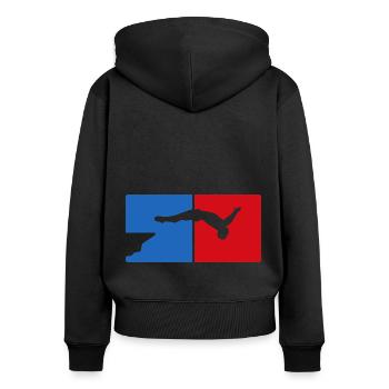 Retro Graphic Cliff Diver Cliff Diving Tombstoning - Women's Premium Organic Zip Hoodie - black - Back - Julia (174cm)
