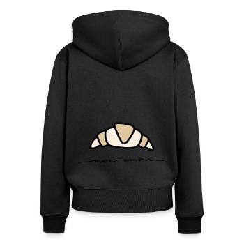 Croissant Pastry Essen Lecker Frankreich Liebe - Frauen Premium Bio Zip Hoodie - Schwarz - Hinten - Julia (174cm)