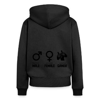 Male Female Gamer Video Gamer Gaming Pc Console Ge - Frauen Premium Bio Zip Hoodie - Schwarz - Hinten - Julia (174cm)