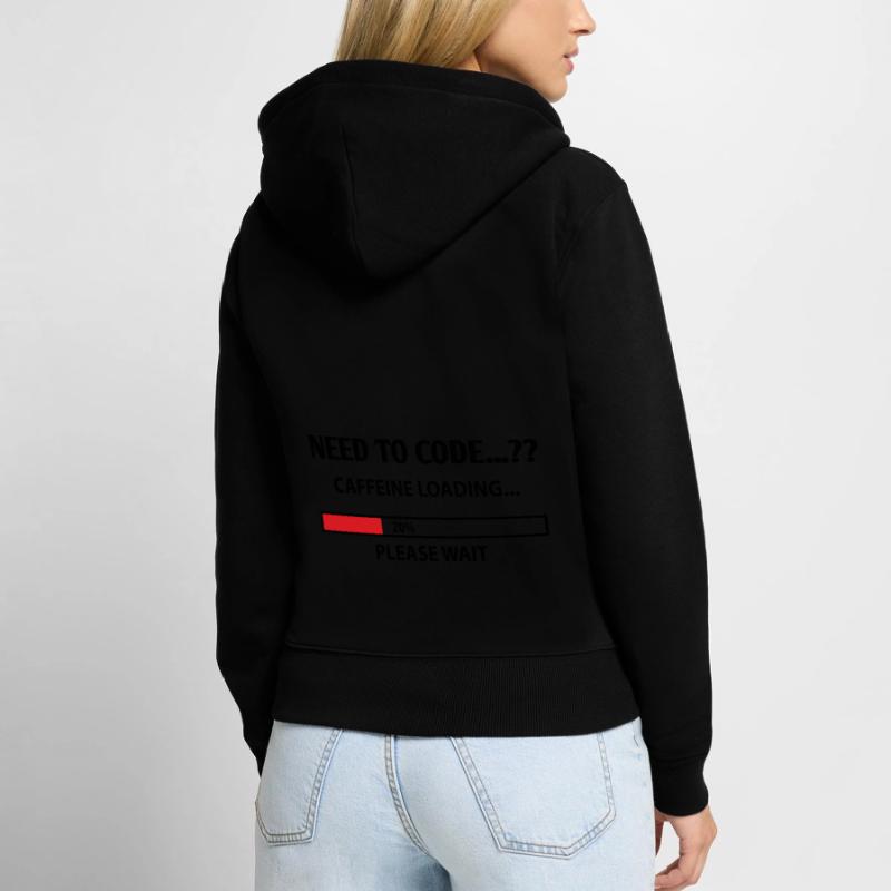 Need To Code Caffeine Loading Please Wait Develope Frauen Premium Bio Zip Hoodie