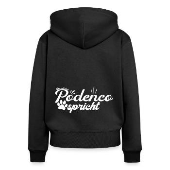 Podenco Windhund Canario Mama die spricht Spruch - Frauen Premium Bio Zip Hoodie - Schwarz - Hinten - Julia (174cm)