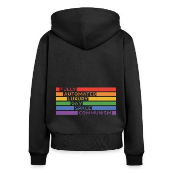 Fully Automated Luxury Gay Space Communism Lesbian - Frauen Premium Bio Zip Hoodie - Schwarz - Hinten - Julia (174cm)