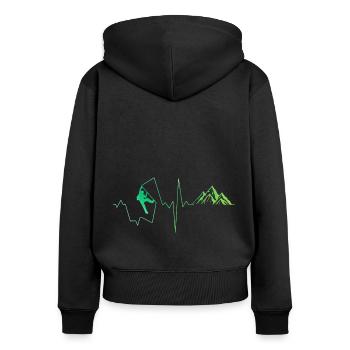 Ecg Heartbeat Graphic Bouldering Mountaineering Bo - Frauen Premium Bio Zip Hoodie - Schwarz - Hinten - Julia (174cm)