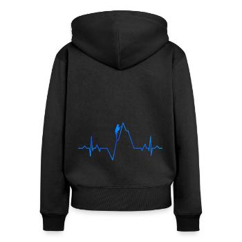 Ecg Heartbeat Graphic Bouldering Mountaineering Bo - Frauen Premium Bio Zip Hoodie - Schwarz - Hinten - Julia (174cm)