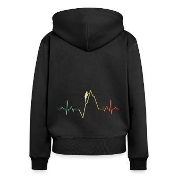 Ecg Heartbeat Graphic Bouldering Mountaineering Bo - Frauen Premium Bio Zip Hoodie - Schwarz - Hinten - Julia (174cm)