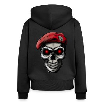 Soldat crâne - Sweat à capuche zippé Premium bio Femme - noir - Dos - Julia (174cm)