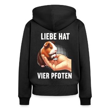 Liebe hat Vier Pfoten Meerschweinchen Meerschwein - Frauen Premium Bio Zip Hoodie - Schwarz - Hinten - Julia (174cm)