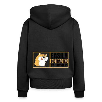 Easily Distracted By Hamsters Animal Lover Hamster - Frauen Premium Bio Zip Hoodie - Schwarz - Hinten - Julia (174cm)