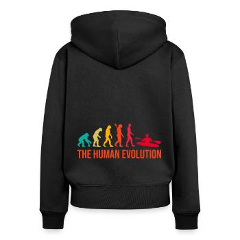 Evolution Graphic Kayaking Canoe Rowing Rower Padd - Frauen Premium Bio Zip Hoodie - Schwarz - Hinten - Julia (174cm)