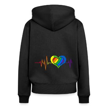 Pride Heart Lgbtq Bisexual Rainbow Love Transgende - Frauen Premium Bio Zip Hoodie - Schwarz - Hinten - Julia (174cm)