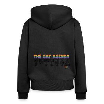 The Gay Agenda Be Gay Pride Bisexual Love Rainbow - Frauen Premium Bio Zip Hoodie - Schwarz - Hinten - Julia (174cm)