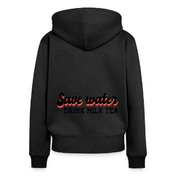 Save Water Drink Tea Tea Lover Tea Drinker Tea Bre - Frauen Premium Bio Zip Hoodie - Schwarz - Hinten - Julia (174cm)