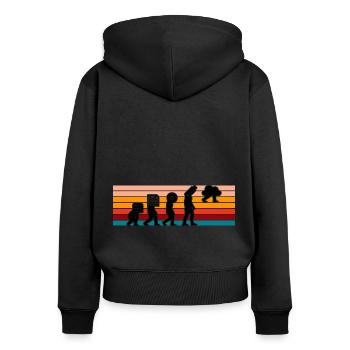 Evolution Of Man Coding Software Developer Program - Frauen Premium Bio Zip Hoodie - Schwarz - Hinten - Julia (174cm)