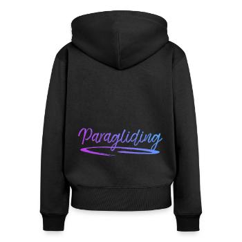 Retro Graphic Paragliding Paraglider Parachute Sky - Frauen Premium Bio Zip Hoodie - Schwarz - Hinten - Julia (174cm)
