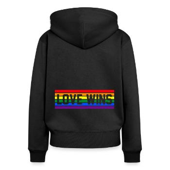 Love Wins Transgender Lgbtq Gay Lesbian Rainbow Pr - Frauen Premium Bio Zip Hoodie - Schwarz - Hinten - Julia (174cm)