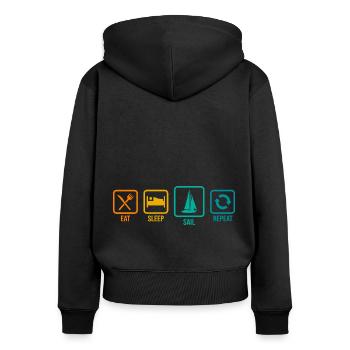 Eat Sleep Sail Repeat Sailor Skipper Captain Sailb - Frauen Premium Bio Zip Hoodie - Schwarz - Hinten - Julia (174cm)