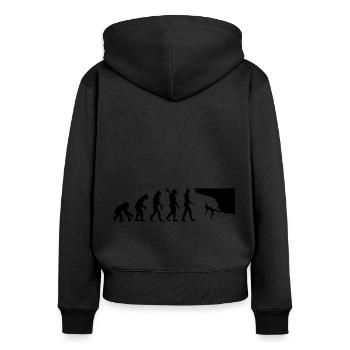 Evolution Graphic Climbing Climber Bouldering Boul - Frauen Premium Bio Zip Hoodie - Schwarz - Hinten - Julia (174cm)
