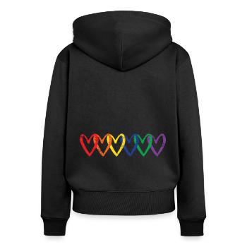 Pride Heart Lgbtq Bisexual Rainbow Love Transgende - Frauen Premium Bio Zip Hoodie - Schwarz - Hinten - Julia (174cm)