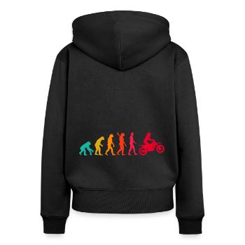 Evolution Graphic Dirt Biker Motorcycle Enduro Mot - Frauen Premium Bio Zip Hoodie - Schwarz - Hinten - Julia (174cm)
