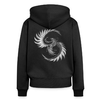 Phoenix aus der Asche - Frauen Premium Bio Zip Hoodie - Schwarz - Hinten - Julia (174cm)