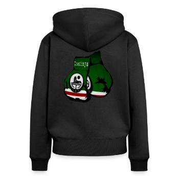 Chechnya Boxing Glove chechen Fighter - Frauen Premium Bio Zip Hoodie - Schwarz - Hinten - Julia (174cm)