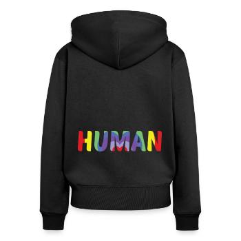 Human Pride Lgbtq Rainbow Transgender Bisexual Lov - Frauen Premium Bio Zip Hoodie - Schwarz - Hinten - Julia (174cm)