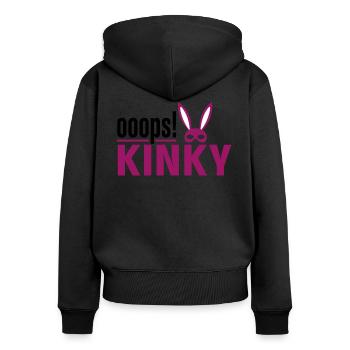 Kinky - Frauen Premium Bio Zip Hoodie - Schwarz - Hinten - Julia (174cm)