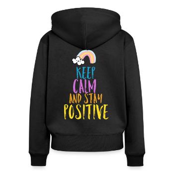 Positiv Spruch - Frauen Premium Bio Zip Hoodie - Schwarz - Hinten - Julia (174cm)