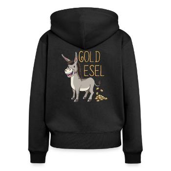 Esel Goldesel Maultier Muli Donkey Geschenk - Frauen Premium Bio Zip Hoodie - Schwarz - Hinten - Julia (174cm)