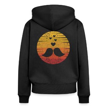 Oiseau amant oiseaux oiseaux amant cadeau vintage - Sweat à capuche zippé Premium bio Femme - noir - Dos - Julia (174cm)