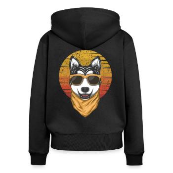 Husky - Women's Premium Organic Zip Hoodie - black - Back - Julia (174cm)