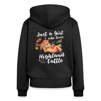 Highland cattle Highland cattle Highland cattle cow - Women's Premium Organic Zip Hoodie - black - Back - Julia (174cm)