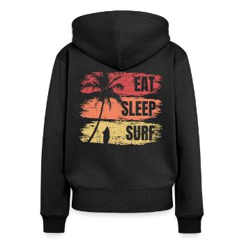 Eat Sleep Surf Miami Beach Surfer Style - Sweat à capuche zippé Premium bio Femme - noir - Dos - Julia (174cm)